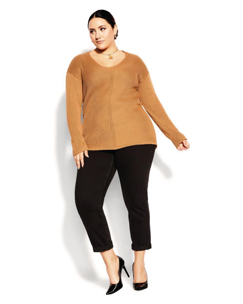 Plus size model wearing Simple V-Neck Sweater Top by City Chic | Dia&Co | dia_product_style_image_id:172132